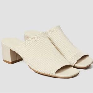 Everlane The Glove Mule in re-knit White Bone color Block Heel. Never worn.